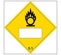 Vsafety 6D031AW-S'Oxidizer 5.1 UN Substance Numbering Hazard' Sign, 250 mm x 250 mm (Pack of 3)