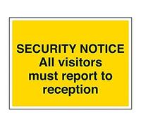 Vsafety 6E020BF-S'All Visitors Must Report To Reception' Sign, 400 mm x 300 mm (Pack of 3)