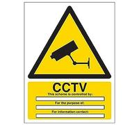 Vsafety 6E033AN-S'CCTV/This Scheme is Controlled By' Sign, 150 mm x 200 mm (Pack of 3)
