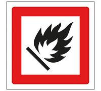 Vsafety 6E055AF-S'Flammable Gas Logo' Sign, Square, 100 mm x 100 mm (Pack of 3)