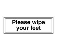 Vsafety 71037AX-S'Please Wipe Your Feet' Sign, Landscape, 300 mm x 100 mm (Pack of 3)
