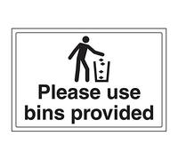 Vsafety 72017BA-S'Please Use Bins Provided' Sign, Landscape, 300 mm x 200 mm (Pack of 3)