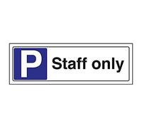 Vsafety 74031AX-R'Staff Only Parking' Sign, Landscape, 300 mm x 100 mm (Pack of 3)