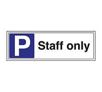Vsafety 74031BJ-R'Staff Only Parking' Sign, Landscape, 450 mm x 150 mm (Pack of 3)