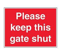 Vsafety 76009BR-R'Please Keep This Gate Shut' Sign, Landscape, 600 mm x 450 mm (Pack of 3)