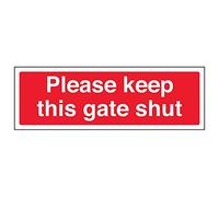 Vsafety 76025AX-R'Please Keep This Gate Shut' Sign, Landscape, 300 mm x 100 mm (Pack of 3)