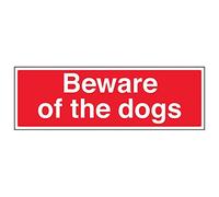 Vsafety 76027BJ-S'Beware Of The Dogs' Sign, Landscape, 450 mm x 150 mm (Pack of 3)