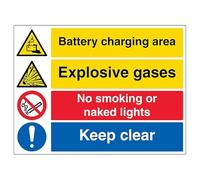 VSafety BatteryCharging/Explosive/NoSmoking/Keep Clr-800x600mm Class RA1 Reflective 3mm Aluminium Composite With Anti-Graffiti Coating Safety Sign