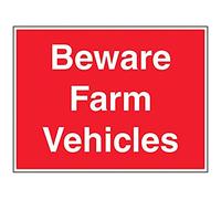 Vsafety Beware Farm Vehicles Sign - 600mm x 450mm - 2mm Rigid Plastic