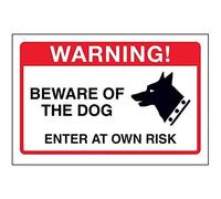 VSafety Beware Of The Dog, Enter At Own Risk Sign - 150mm x 100mm - 1mm Rigid Plastic