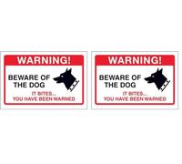 VSafety Beware Of The Dog, It Bites… Sign - 200mm x 150mm - Yellow Rigid Plastic (Pack of 2)