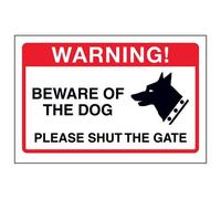 VSafety Beware Of The Dog, Please Shut The Gate Sign - 150mm x 100mm - Adhesive Vinyl