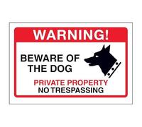 VSafety Beware Of The Dog, Private Property Sign - 150mm x 100mm - Adhesive Vinyl