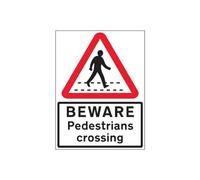 VSafety Beware Pedestrian Crossing - 600x800mm 3mm Aluminium Composite With Fixing Channel Safety Sign