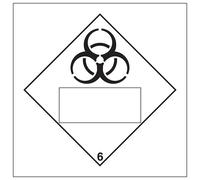 VSafety Bio Hazard 6 UN Substance Numbering Hazard Warning Diamond Sign - Square - 100mm x 100mm - Self Adhesive Vinyl