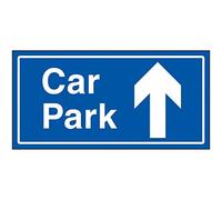 Vsafety Car Park Arrow Up Blue Sign - 300x150mm - Blue Self Adhesive Vinyl