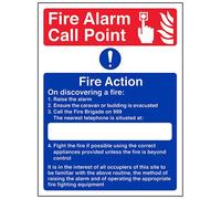 VSafety Caravan Site Fire Action Sign - 210mm x 297mm (A4) - 2mm Super Strong PETG