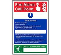VSafety Caravan Site Fire Action/Your Assembly Point Is: Sign - Portrait - 200mm x 300mm - 1mm Rigid Plastic