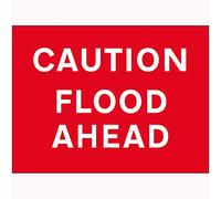 VSafety Caution Flood Ahead Sign - 600mm x 450mm - 2mm Rigid Plastic