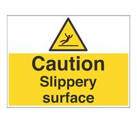 Vsafety Caution, Slippery Surface Warning Sign - 600mm x 450mm - 2mm Rigid Plastic
