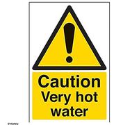 VSafety Caution Very Hot Water Sign - Portrait - 200mm x 300mm - Self Adhesive Vinyl