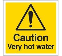 Vsafety Caution Very Hot Water Warning Sign - 200mm x 200mm - 1mm Rigid Plastic