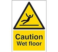 VSafety Caution Wet Floor Sign - Portrait - 200mm x 300mm - Self Adhesive Vinyl