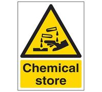 VSafety Chemical Store Warning Sign - Portrait - 150mm x 200mm - Self Adhesive Vinyl