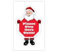 VSafety Christmas Window Sticker, 'SANTA STOP HERE' Sign, Reusable Vinyl Decal, 40cm x 25cm, Cottage Style, Red