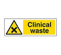 VSafety Clinical Waste Warning Sign - Landscape - 300mm x 100mm - 1mm Rigid Plastic