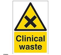 VSafety Clinical Waste Warning Sign - Portrait - 200mm x 300mm - 1mm Rigid Plastic