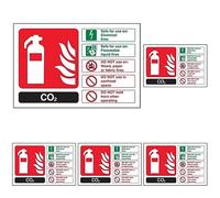 VSafety Co2 Id Fire Extinguisher Sign - Landscape - 150mm x 100mm - 1mm Rigid Plastic (Pack of 5)