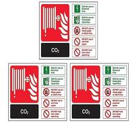 VSafety Co2 Id Fire Extinguisher Sign - Landscape - 200mm x 150mm - Self Adhesive Vinyl (Pack of 3)