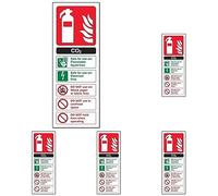 VSafety Co2 Id Fire Extinguisher Sign - Portrait - 75mm x 200mm - 1mm Rigid Plastic (Pack of 5)