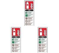 VSafety Co2 Id Fire Extinguisher Sign - Portrait - 75mm x 200mm - Self Adhesive Vinyl (Pack of 3)