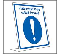 Vsafety Covid Retail Desk Sign - Please Wait To Be Called - 150mm x 200mm - 2mm Rigid Plastic