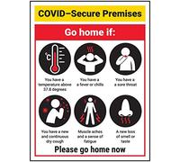 Vsafety COVID-Secure Premises - Go Home - 150mm x 200mm - 1mm Rigid Plastic