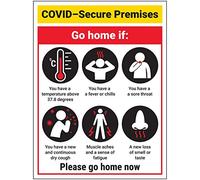 Vsafety COVID-Secure Premises - Go Home - 300mm x 400mm - 1mm Rigid Plastic