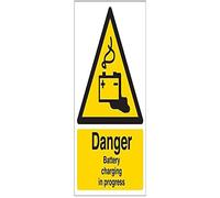 VSafety Danger Battery Charging In Progress Sign - Portrait - 150mm x 200mm - 1mm Rigid Plastic
