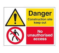 VSafety Danger Cnstructn Site Keep Out/No Unauth Acc...-800x600mm 3mm Aluminium Composite With Fixing Channel Safety Sign