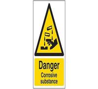VSafety Danger Corrosive Substance Warning Sign - Portrait - 150mm x 200mm - 1mm Rigid Plastic