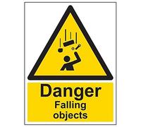 VSafety Danger Falling Objects Sign - Portrait - 300mm x 400mm - 2mm Rigid Plastic