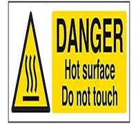 VSafety Danger Hot Surface Do Not Touch Sign - Landscape - 300mm x 100mm - 1mm Rigid Plastic