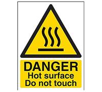 VSafety Danger Hot Surface Do Not Touch Sign - Portrait - 150mm x 200mm - 1mm Rigid Plastic