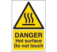 VSafety Danger Hot Surface Do Not Touch Sign - Portrait - 200mm x 300mm - 1mm Rigid Plastic