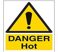 VSafety Danger Hot Warning Sign - Portrait - 150mm x 200mm - 1mm Rigid Plastic