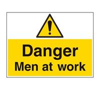 Vsafety Danger Men At Work Warning Sign - 600mm x 450mm - 2mm Rigid Plastic