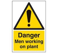 VSafety Danger Men Working On Plant Sign - Portrait - 200mm x 300mm - 1mm Rigid Plastic