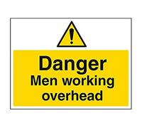VSafety Danger Men Working Overhead Sign - Landscape - 400mm x 300mm - 1mm Rigid Plastic