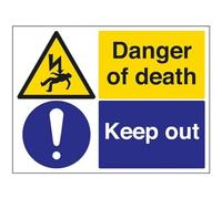 VSafety Danger Of Death/Keep Out - 800x600mm 3mm Aluminium Composite With Fixing Channel Safety Sign